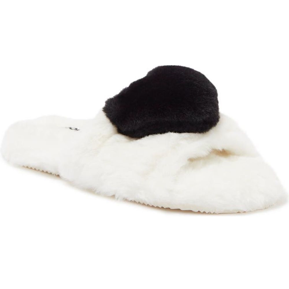 NWT heat fluffy slippers black and white